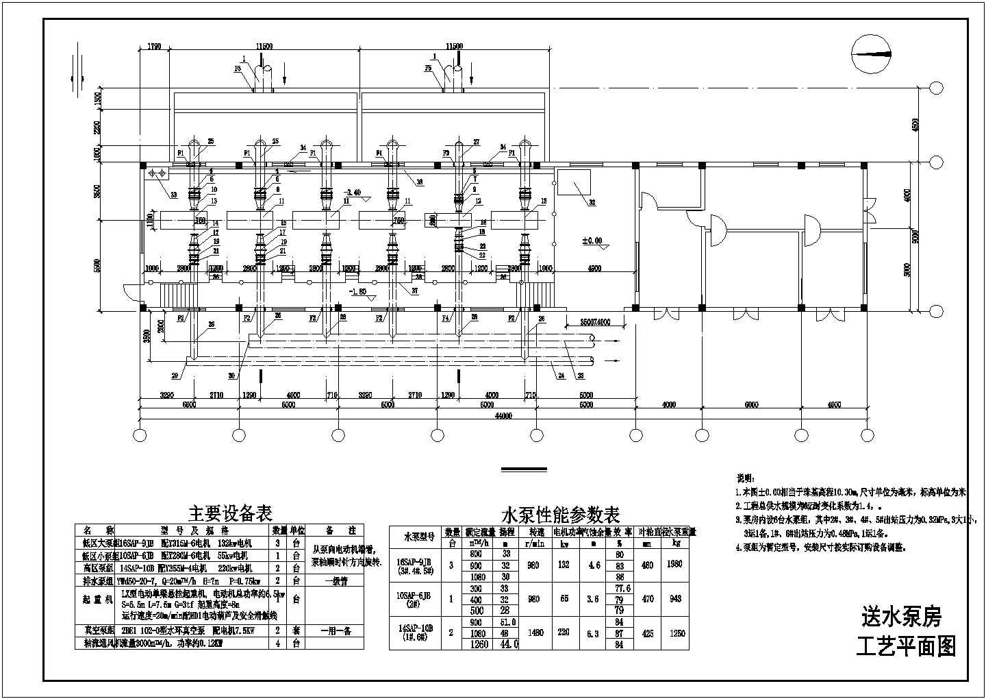 送水泵房施工图纸（共两张）