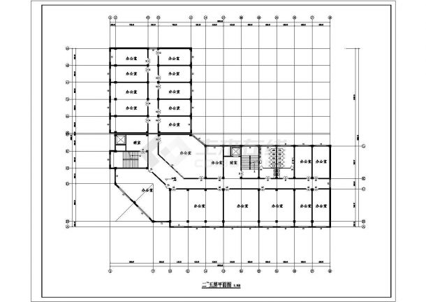 12层（部分5层）框架结构拐角商业办公建筑方案图纸-图二