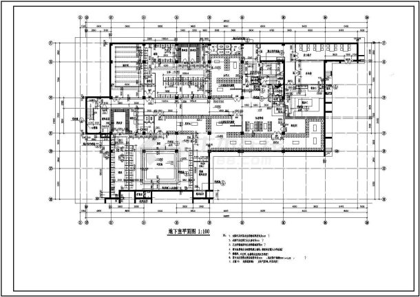 某地3层框架结构会所建筑施工图（地下1层）-图一