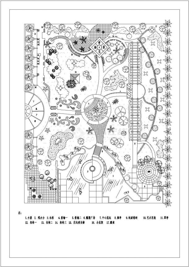 某地学校花园绿化规划设计总平面图-图一