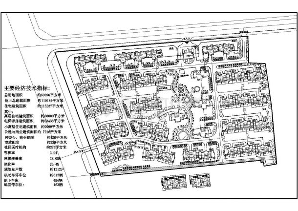 山东枣庄市住宅小区规划总平面图（含中高层住宅）-图一