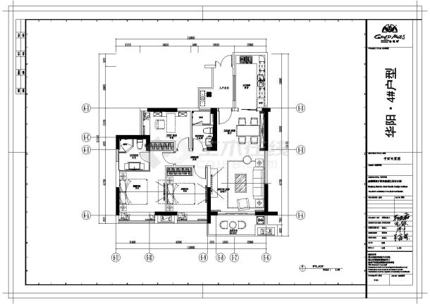 某地样板房4#户型施工图（含2张效果图）-图一