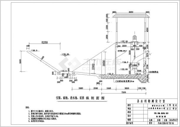 某地大三门扬水站土建部分施工图及细部构造图-图一