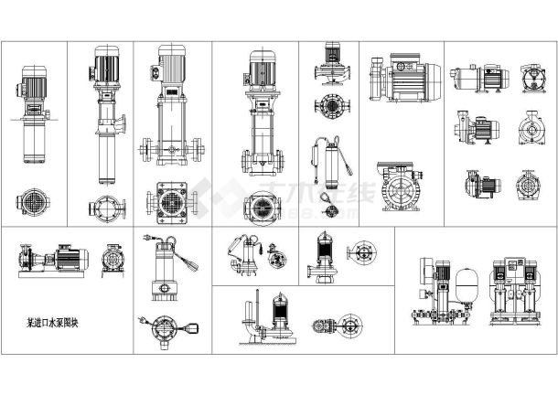 某工程水泵图块（含潜水泵、凯泉系列水泵、螺杆泵、风机）-图二