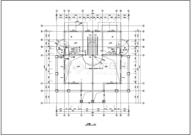 【上海】3层双拼框架结构现代风格别墅建筑施工图-图二