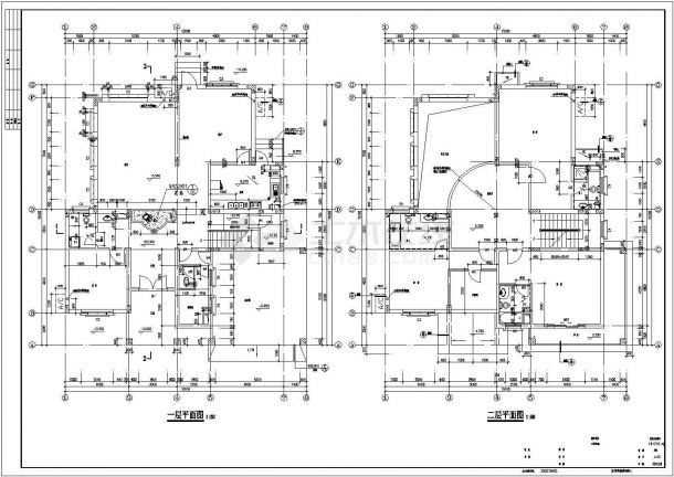 东莞市三层框架别墅建筑施工设计图-图二