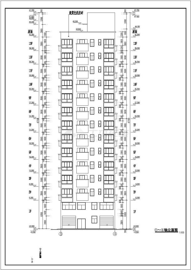 深圳某框架结构13层住宅楼建筑施工图-图一