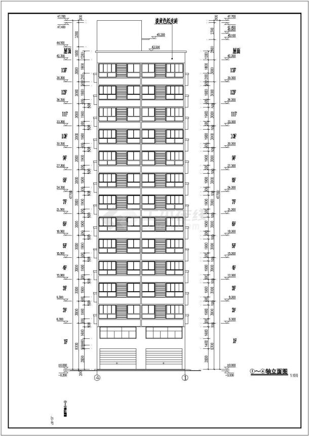 深圳某框架结构13层住宅楼建筑施工图-图二