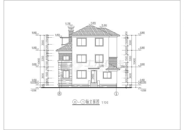 某地区三层砖混别墅建筑设计施工图-图二