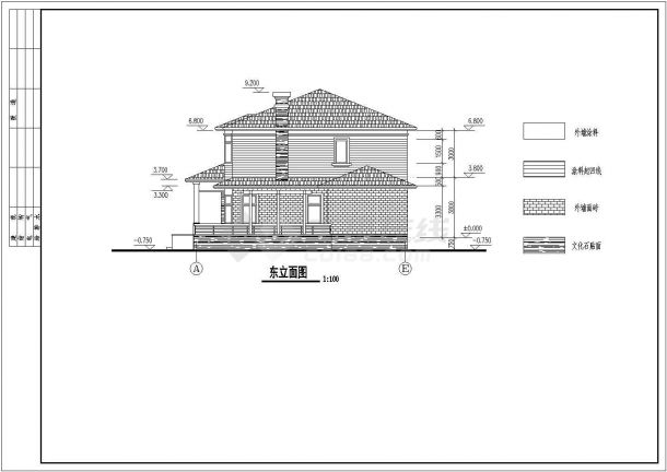 某农村三层别墅建筑设计方案图（含坡屋面）-图二