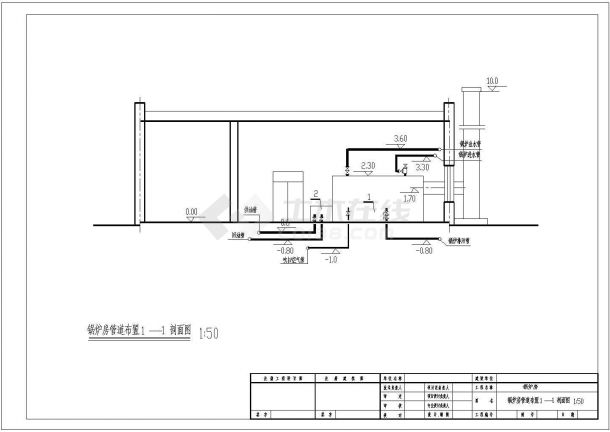 某高层办公楼三台2.8MW一台1.4MW的燃油燃气锅炉房设计图-图一
