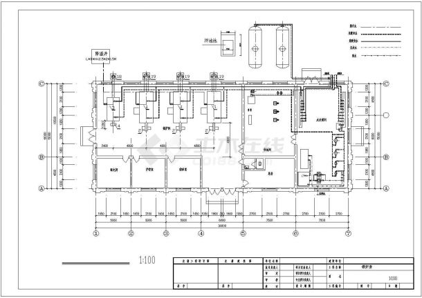 某高层办公楼三台2.8MW一台1.4MW的燃油燃气锅炉房设计图-图二