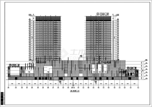 郑州市28层框架剪力墙结构商业综合楼建筑施工图-图一
