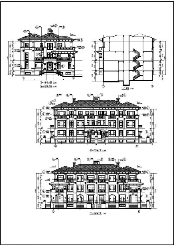 某地区三层别墅剪力墙结构施工图纸（包括建筑、结构）-图一
