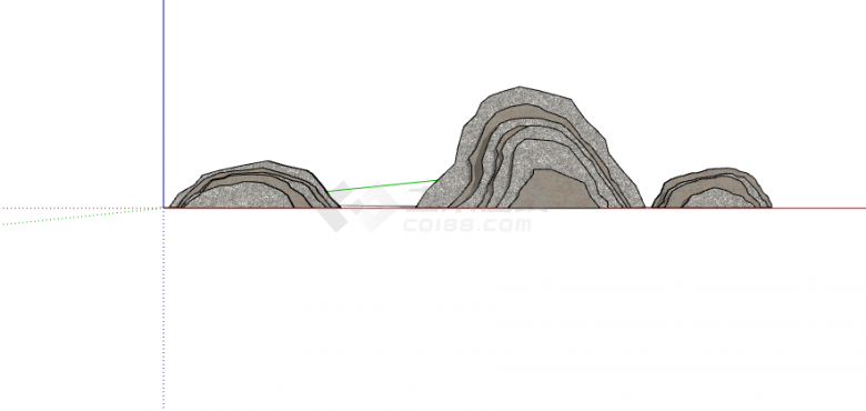 灰褐色半圆假山置石su模型-图一
