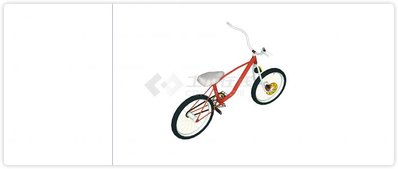 红色白色车架儿童自行车su模型-图一