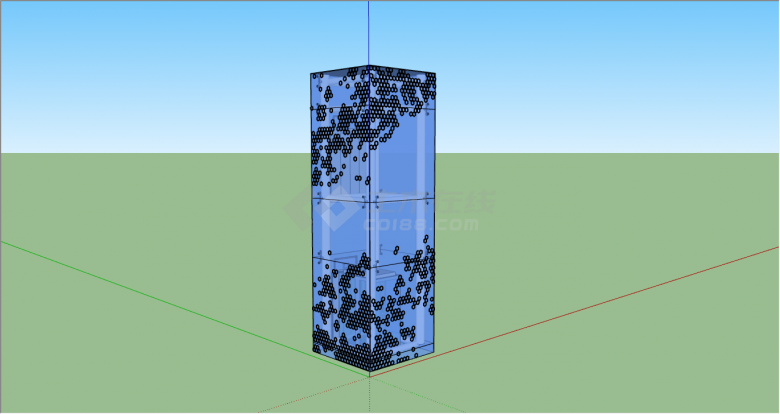 现代蓝色带花纹电梯su模型-图二