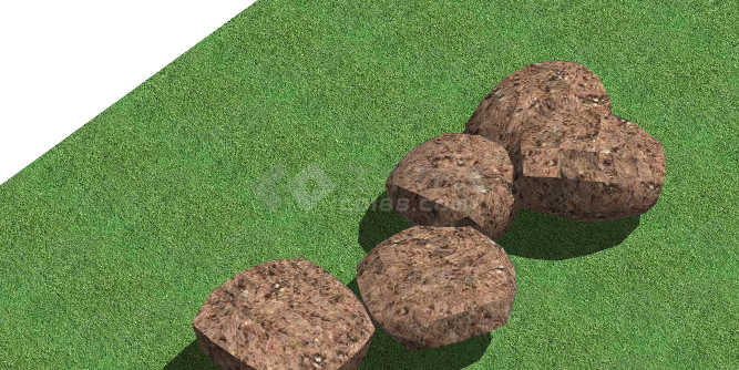 绿地圆形褐色假山置石 su模型-图一