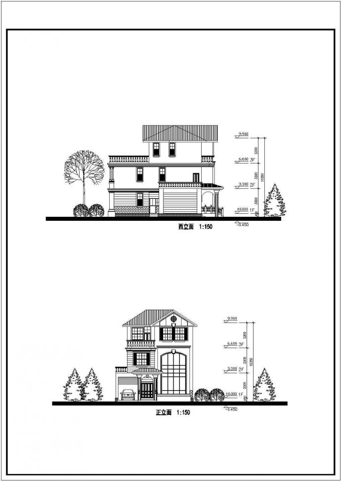 某地区三层小面积别墅建筑设计方案_图1