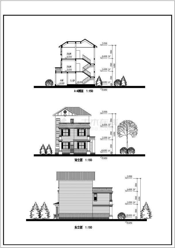 某地区三层小面积别墅建筑设计方案-图二