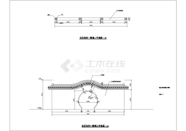 亭、廊、水榭、景墙施工图、效果图-图一