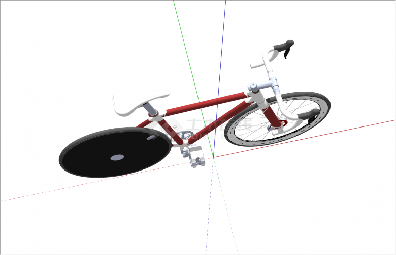 别致后轮实心现代风格自行车su模型-图二