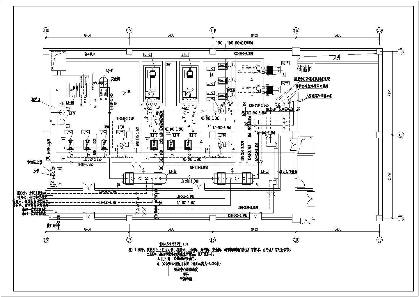 制冷机房平面、系统、详图（施工图）