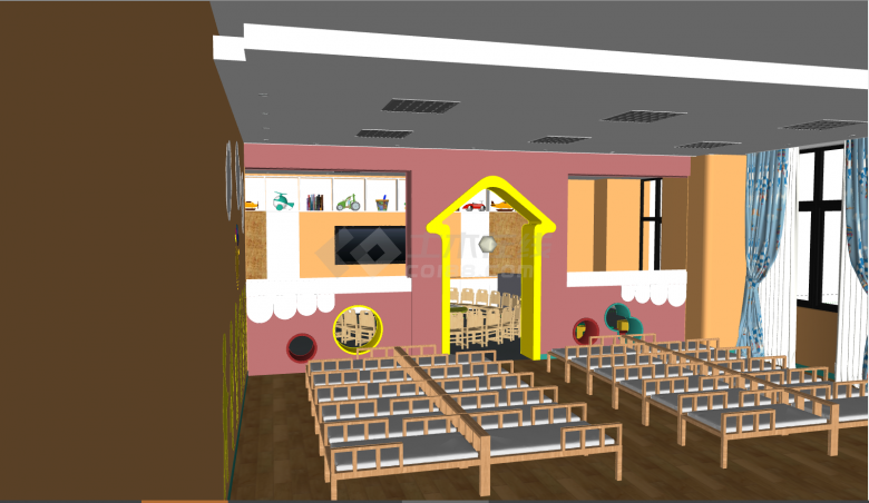 整洁温馨的幼儿园宿舍su模型-图二