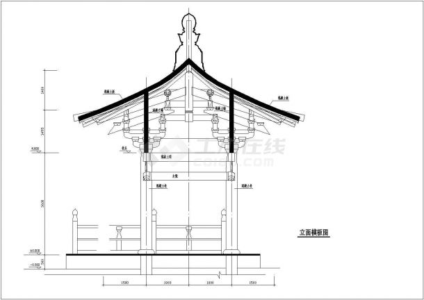 某框架结构景观休息亭全套结构施工图-图二