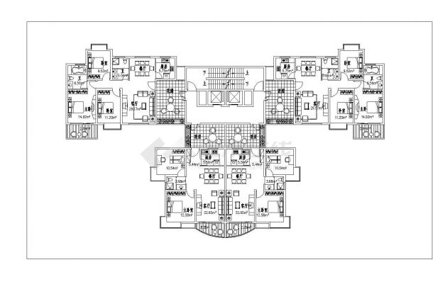 某地一梯四户型建筑平面图设计方案（多套）-图二