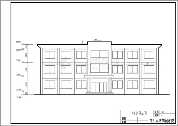 三层教学楼立面图图片