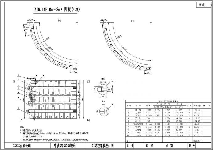 某模板设计公司公铁路通用双曲墩柱模板设计_图1