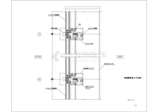 全隐框玻璃幕墙建筑设计及详细施工图-图二