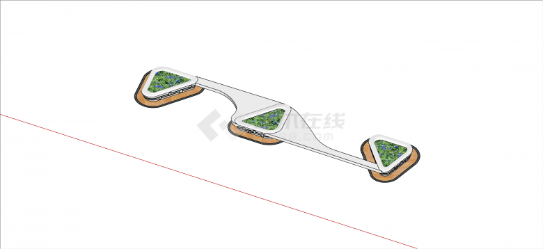 现代景观花坛座椅商业街小品su模型-图一