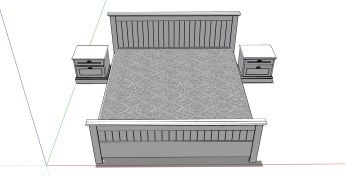 床白色床头柜组合su模型_图1