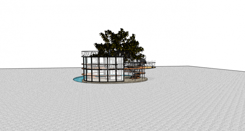圆形透明儿童树屋su模型-图二