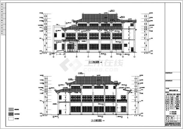 某地区三层仿古餐厅建筑设计施工图-图一