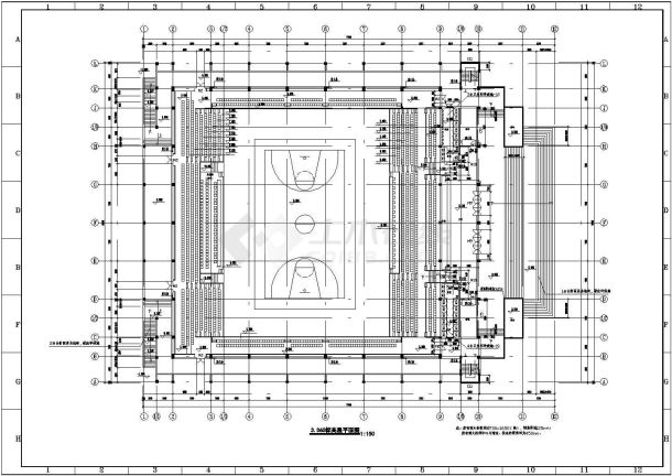 南方地区某中小型体育馆建筑设计施工图-图二