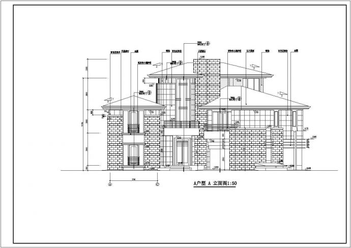 湖北某三层剖屋顶别墅建筑设计方案图_图1