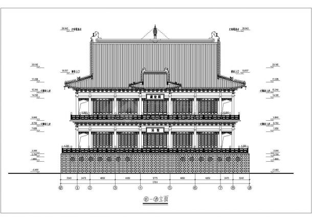 某地3层框架结构佛教仿古建筑施工图-图一