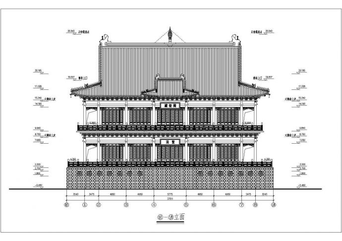 某地3层框架结构佛教仿古建筑施工图_图1
