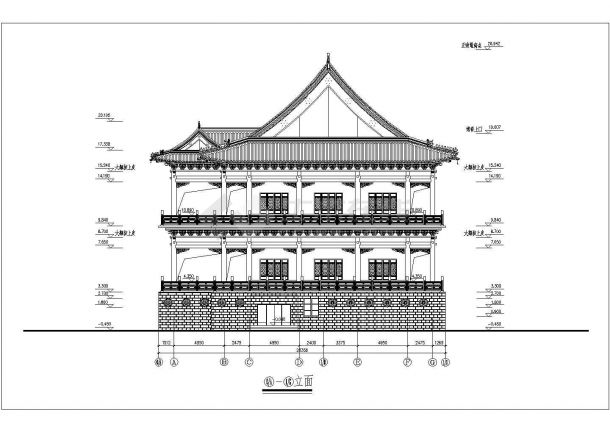 某地3层框架结构佛教仿古建筑施工图-图二