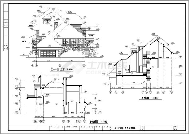 6个三层山地别墅建筑方案设计图纸-图二