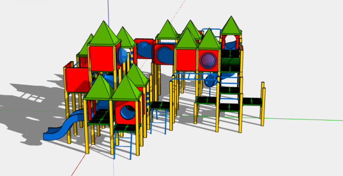 红绿鲜艳儿童游乐设施su模型_图1