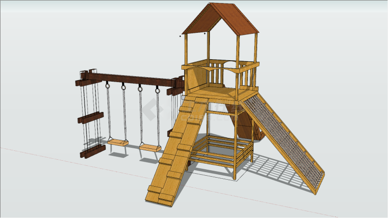 带秋千SU儿童游乐设施模型-图一