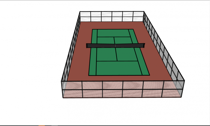 小型方型网球场地su模型_图1
