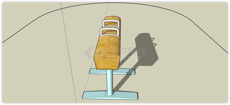 粉色支架马鞍健身器械su模型-图二