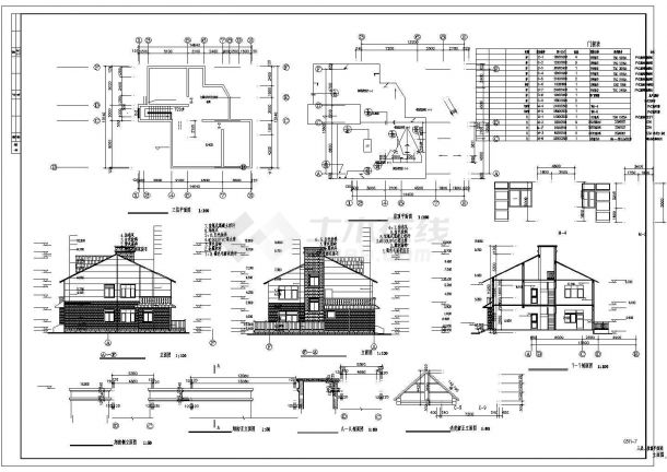 某地区二层坡屋顶别墅建筑设计施工图-图二