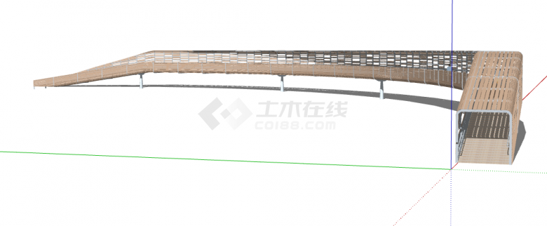 木制现代的景观桥 su模型-图二