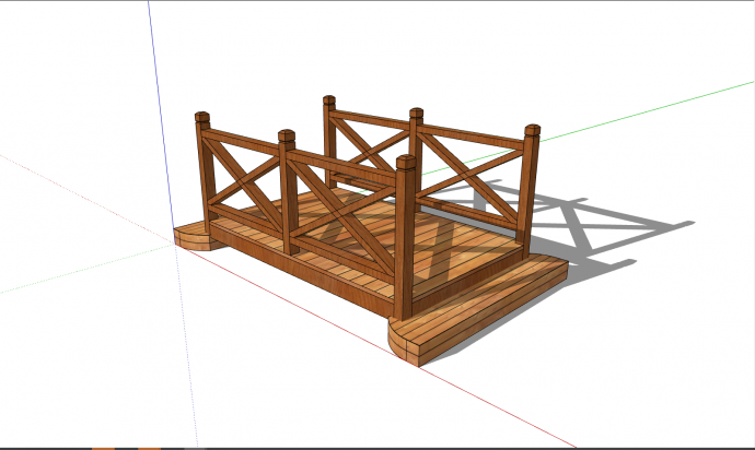 带台阶小型简约木桥su模型_图1